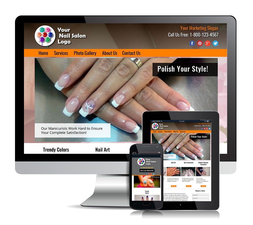 Nail Salon Package 1 PREMIUM Theme 1 Local Web Marketing Service